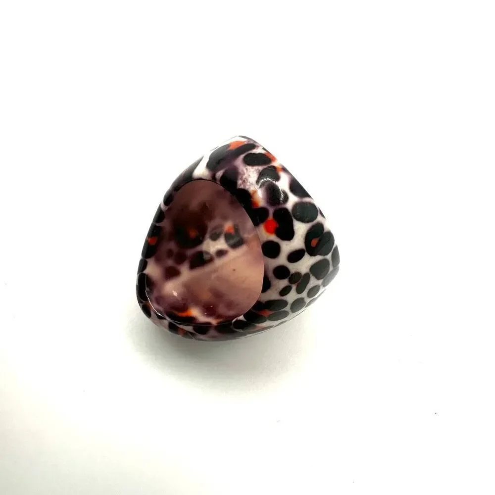 Black and orange leopard cocktail ring